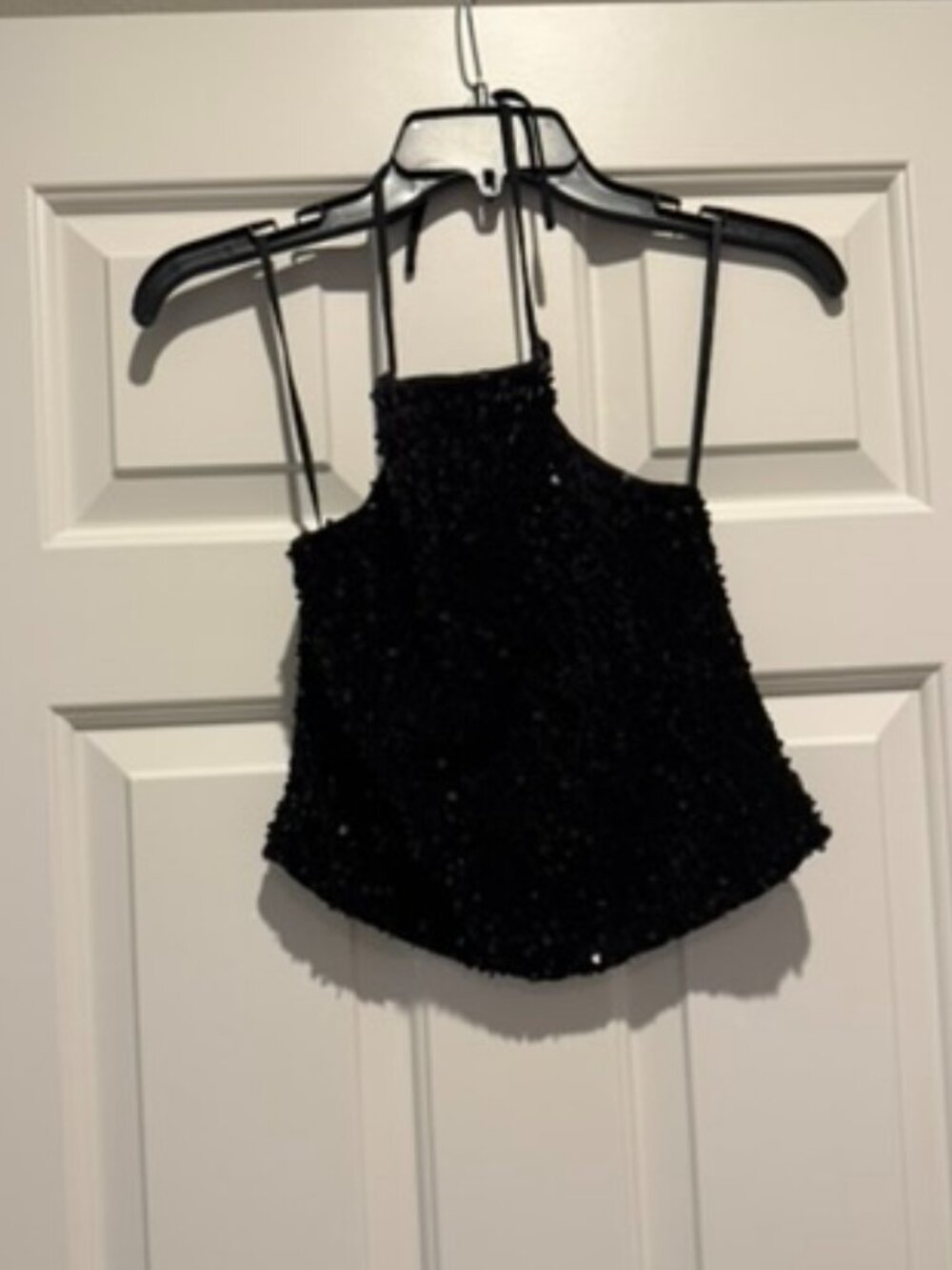 Vero Moda Black Sequin Halter Party Crop Top Size Small